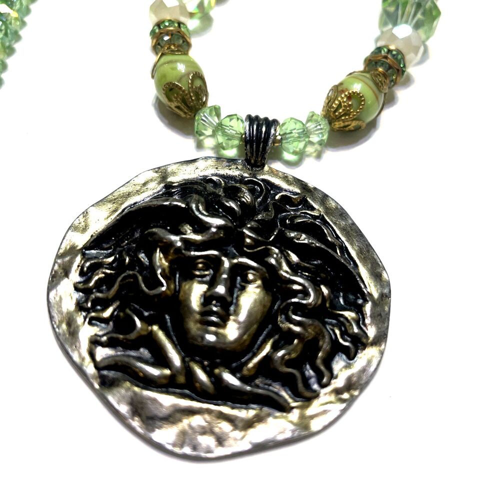 Medusa Necklace 24” Green Beaded Jewelry